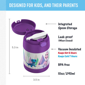 THERMOS FUNTainer 10oz Frozen 2 lid push-button for easy opening.