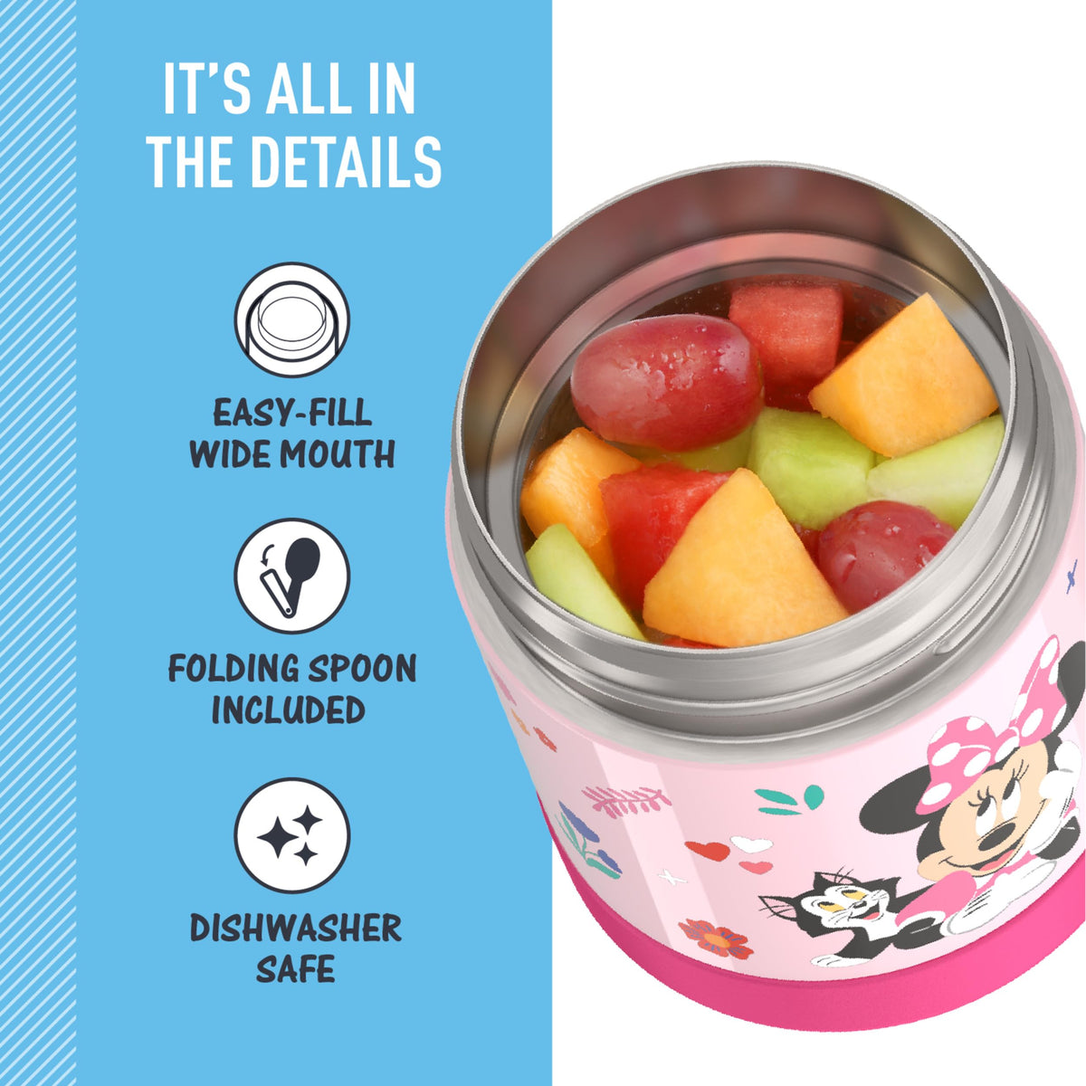 THERMOS FUNTainer 10oz Minnie durable stainless steel body.