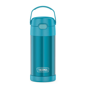 THERMOS FUNTAINER 12oz bottle shown with a cold beverage for school
