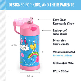 THERMOS FUNTAINER durable stainless steel construction withstands daily kid use.