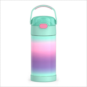 THERMOS FUNTAINER 12oz bottle in mint ombre for kids walks through a classroom setting