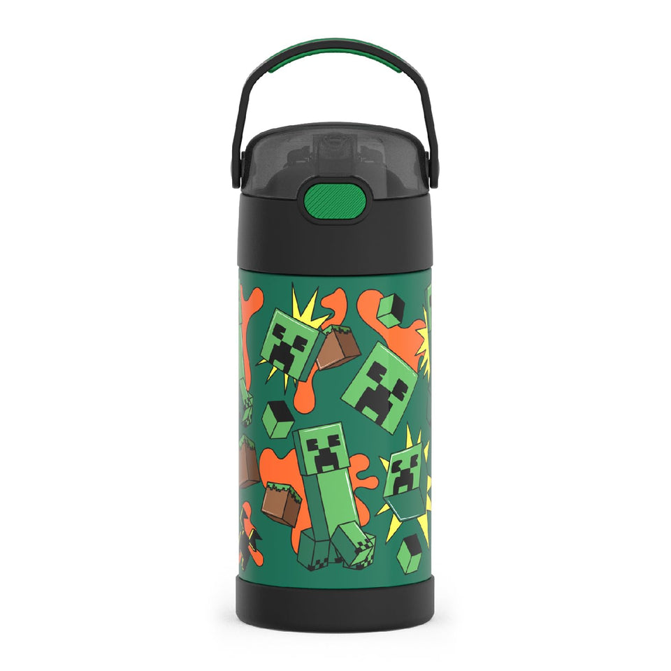 THERMOS FUNtainer 12oz bottle with straw keeps drinks cold for hours.
