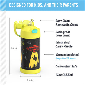 THERMOS FunTainer 12oz bottle with carry handle for kids.