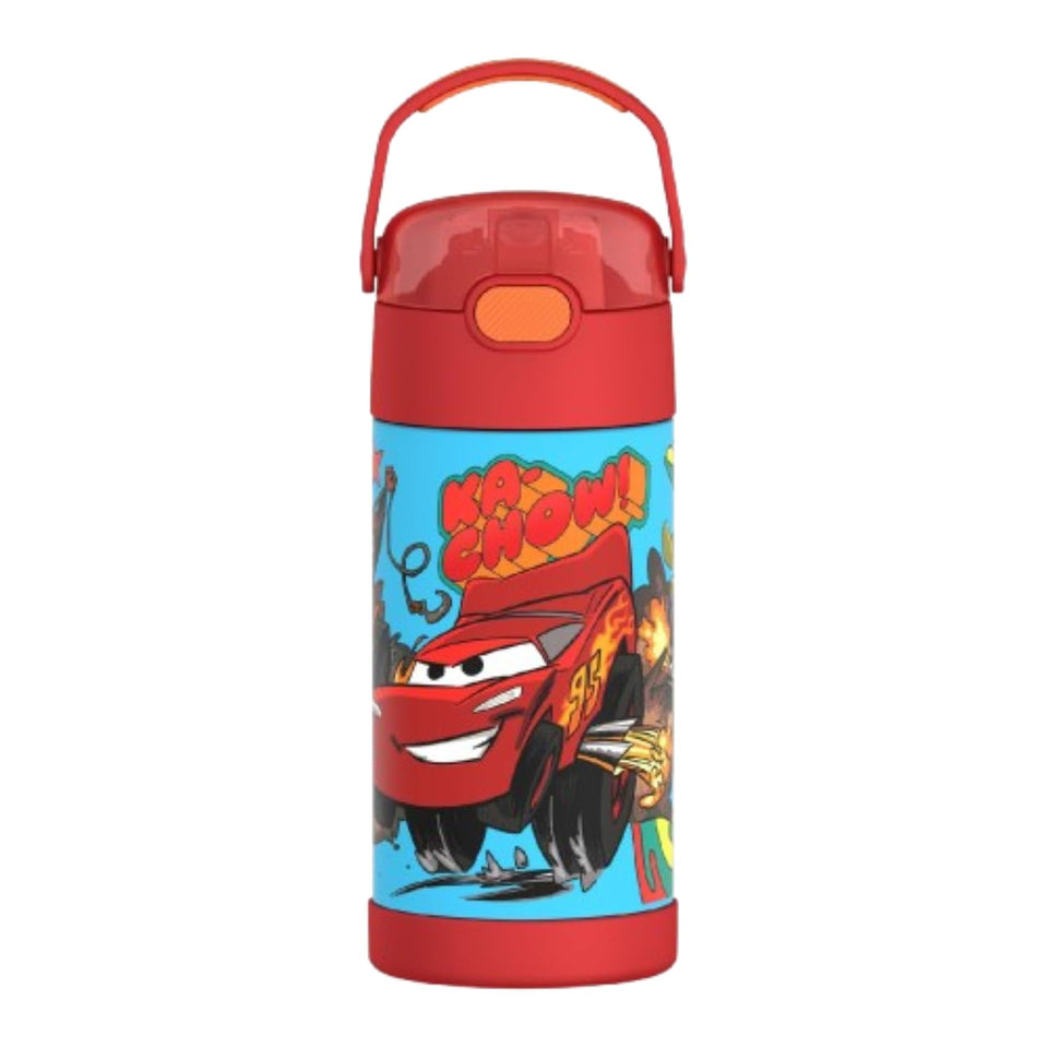 THERMOS FUNTAINER 12oz bottle with car design and straw for on-the-go hydration