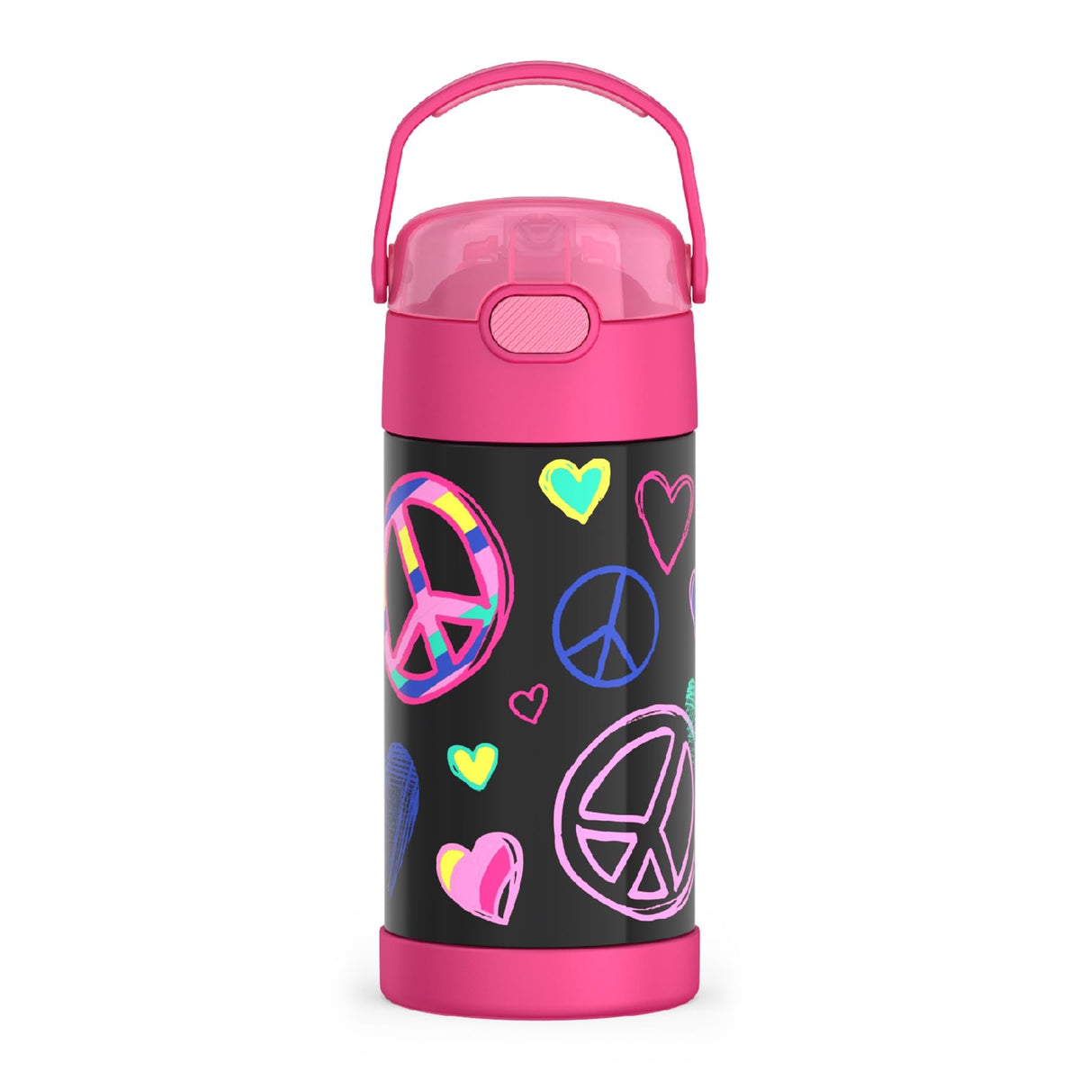 THERMOS FUNTainer 12oz bottle with straw keeps drinks cold for hours.