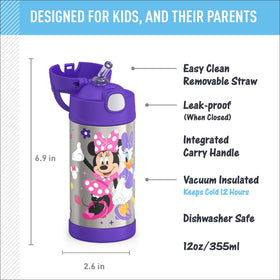 THERMOS Minnie Mouse bottle dishwasher-safe for quick cleanup after play