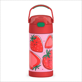 THERMOS FUNTAINER 12oz straw bottle for kids keeps drinks cold for hours.