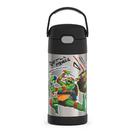 THERMOS FUNTAINER TMNT 12oz bottle front view for kid-friendly hydration on the go