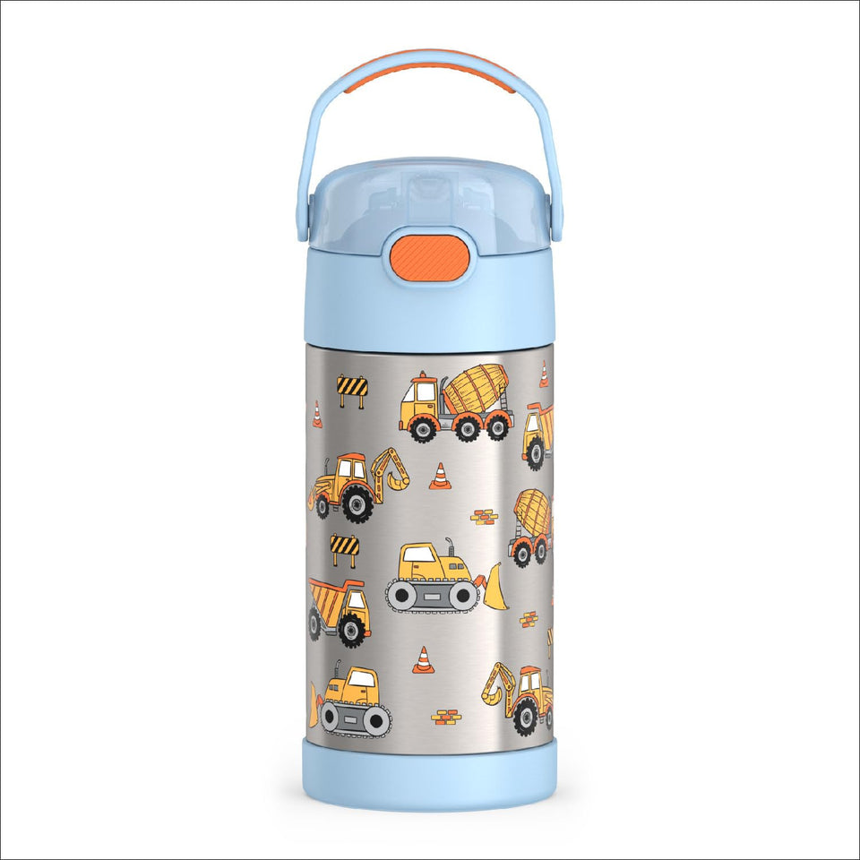 THERMOS FUNtainer 12oz bottle with straw keeps drinks cold for school days.