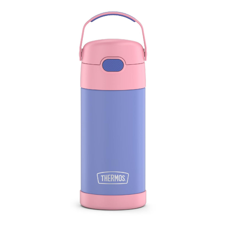 Thermos FUNTAINER 12oz bottle with straw keeps drinks cold during school.