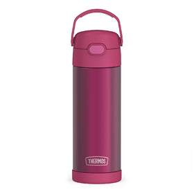 THERMOS FUNTAINER 16-ounce bottle in dark pink with sturdy handle for easy transport, ideal for school.