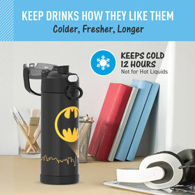 THERMOS FUNTainer Batman bottle’s hygienic spout helps keep germs away.
