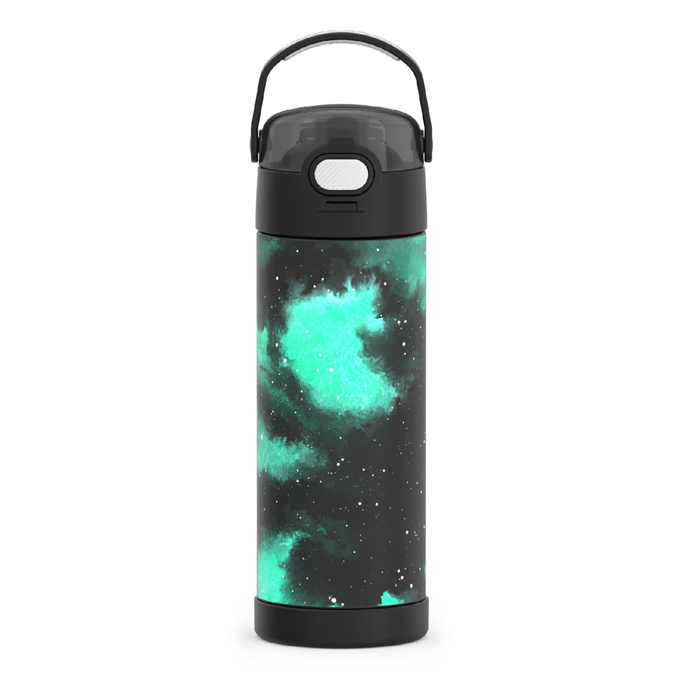 THERMOS FUNtainer 16oz Galaxy Green bottle shows vibrant finish for all-day hydration