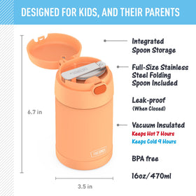 THERMOS FUNTAINER neon orange folding spoon included for on‑the‑go meals