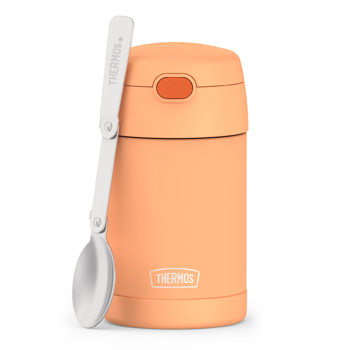 THERMOS FUNTAINER 16oz neon orange bottle with push-button lid for easy school lunch access