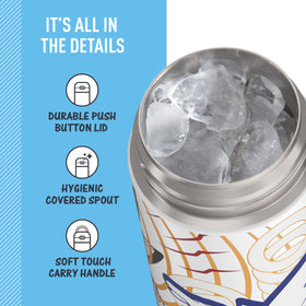 THERMOS FUNTAINER 16oz bottle; soft-touch carry handle supports on-the-go hydration.