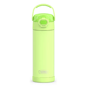 Thermos FUNtainer 16oz bottle with wide spout lid in neon lime keeps drinks cool on the go.
