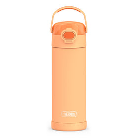 THERMOS FUNTAINER 16oz bottle with wide spout lid keeps kids' drinks cool.