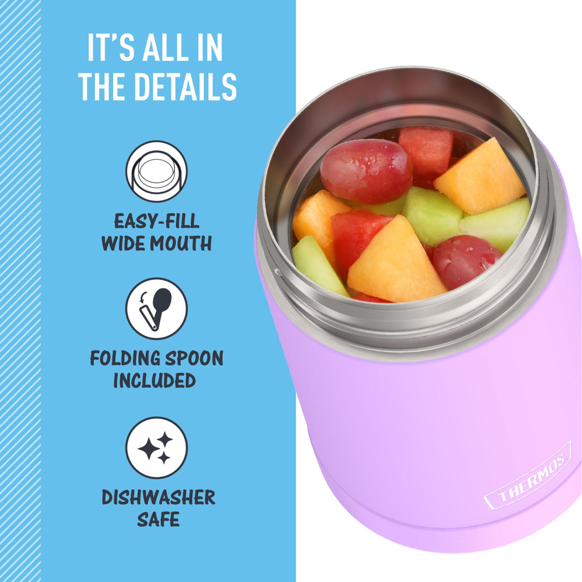 THERMOS FUNTainer 16oz vacuum insulation preserves hot meals during school days.
