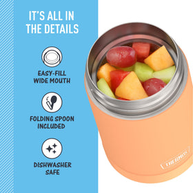 Wide-mouth THERMOS FUNTAINER neon orange for easy filling and cleaning