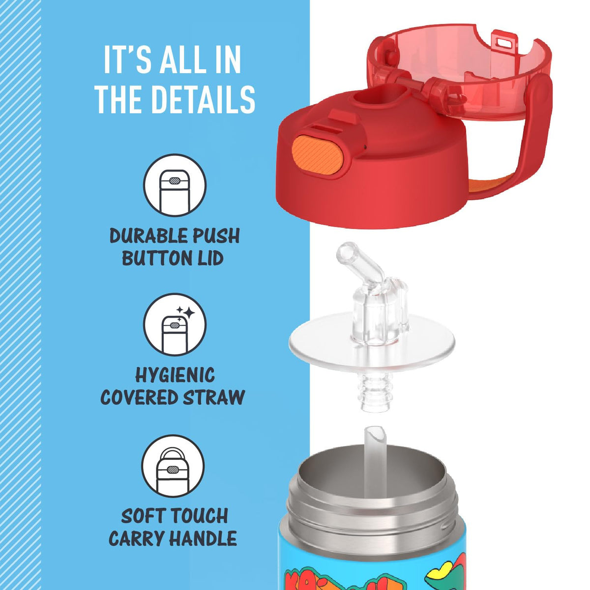 THERMOS FUNTAINER 18/8 stainless steel bottle built to withstand active kids