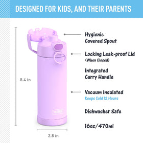 THERMOS FUNtainer 18-8 stainless steel design withstands daily drops and dings