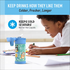 Durable 18/8 stainless steel body of THERMOS FUNtainer withstands daily use.