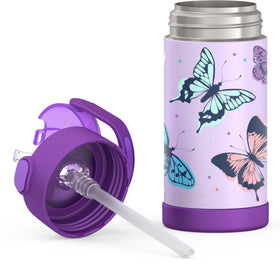THERMOS FUNtainer Butterfly Frenzy carry handle with soft-touch grip for kids.