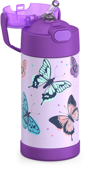 THERMOS FUNtainer Butterfly Frenzy lid, easy push-button access for quick hydration.