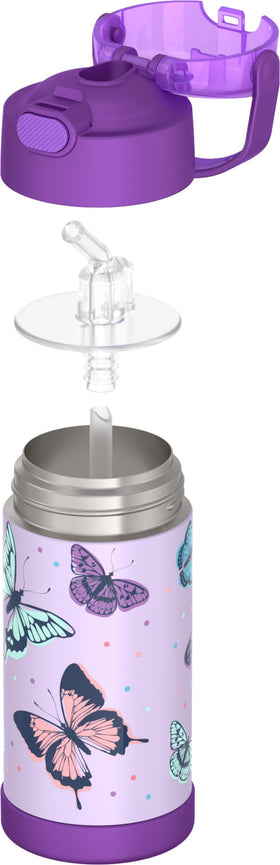THERMOS FUNtainer Butterfly Frenzy straw, hygienically covered and removable for easy cleaning.