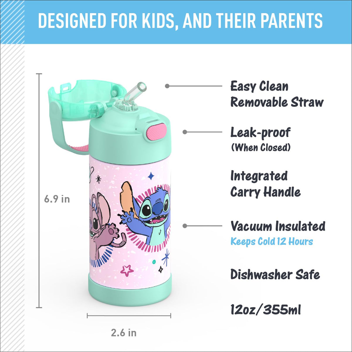 THERMOS FUNTAINER with carry handle and soft-touch grip for easy daily transport