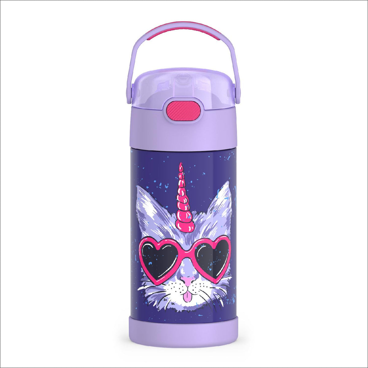 THERMOS FUNTAINER caticorns bottle keeps kids hydrated with a playful pattern.