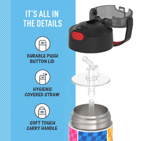 THERMOS FUNtainer stays cold for up to 12 hours, ideal for school and play.