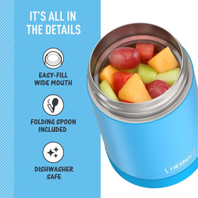 THERMOS Funtainer denim blue 18/8 stainless steel for everyday durability.