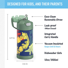 THERMOS FUNtainer dinosaur bottle side view compact durable steel for daily use