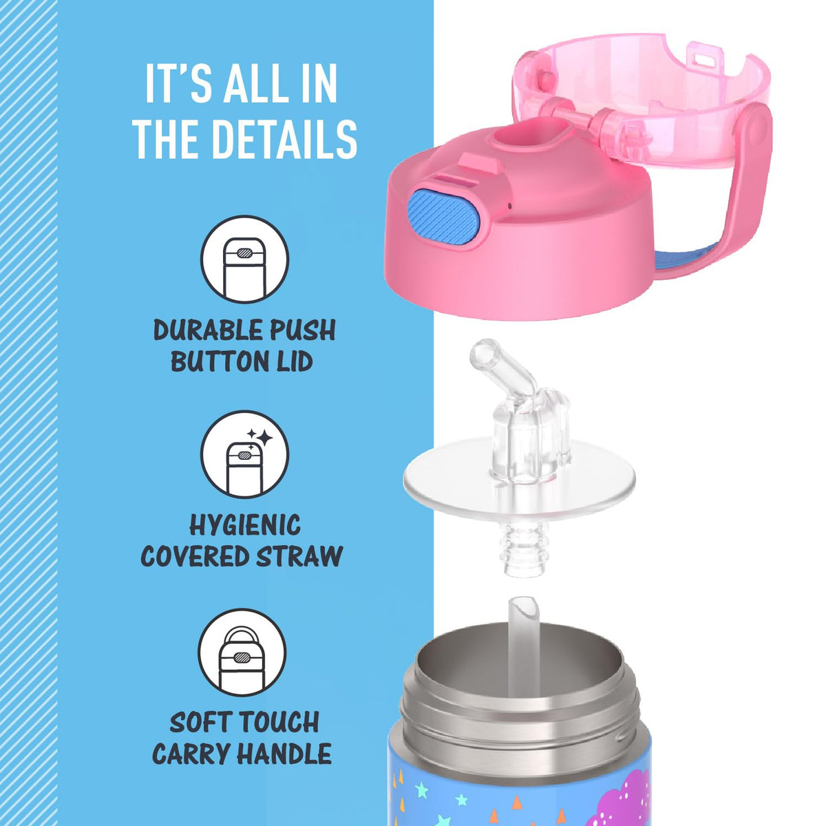 THERMOS FUNTAINER durable-18-8-stainless construction showcases rugged daily use.