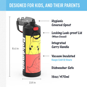 THERMOS Funtainer bottle's durable 18/8 stainless steel construction endures drops.