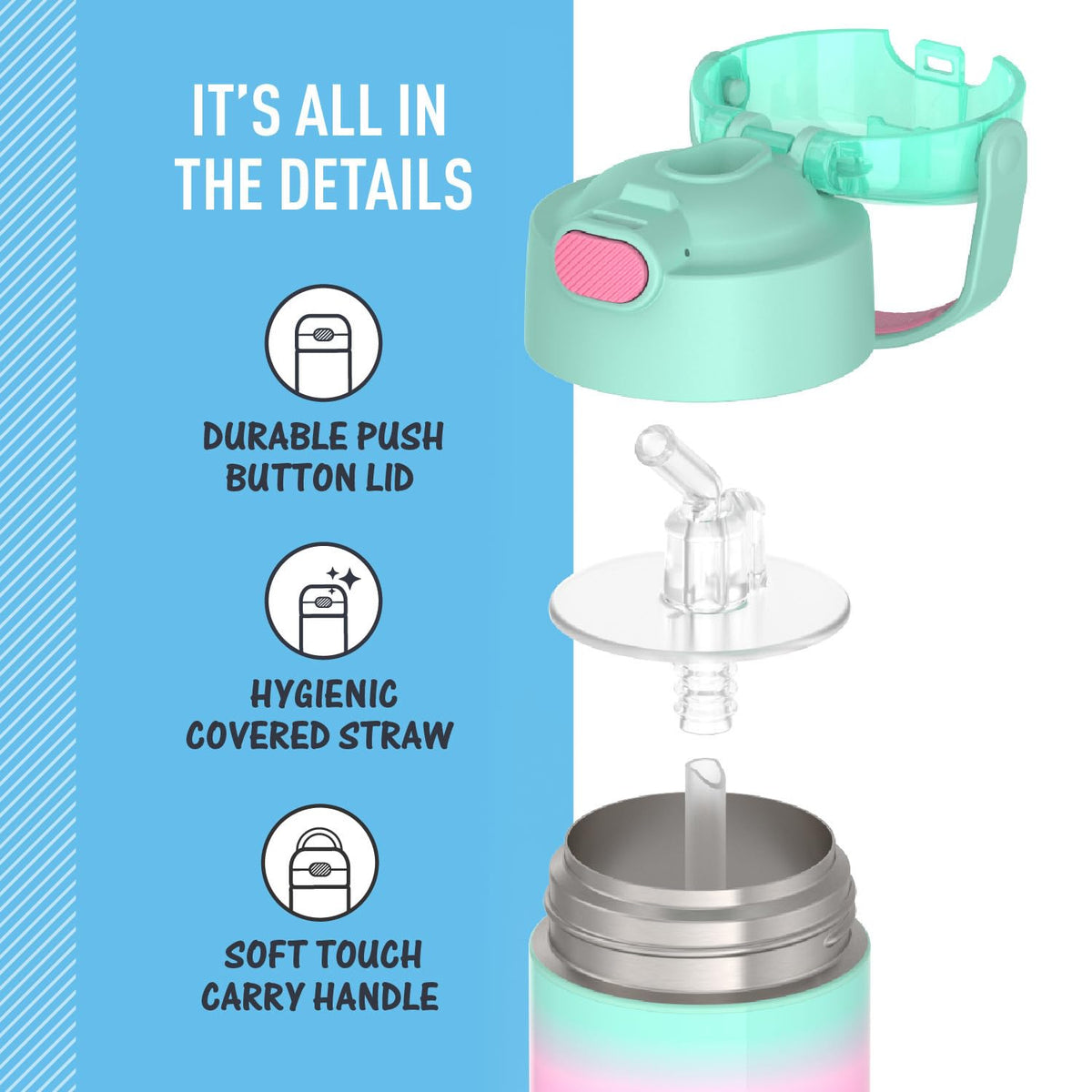 THERMOS FUNTAINER durable 18-8 stainless steel withstands daily school use
