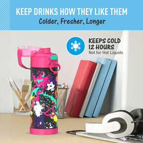 THERMOS FUNtainer durable 18-8 stainless steel survives daily drops.