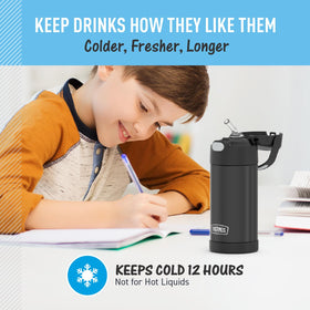 Thermos FUNtainer durable stainless steel body, resistant to drops and daily wear.