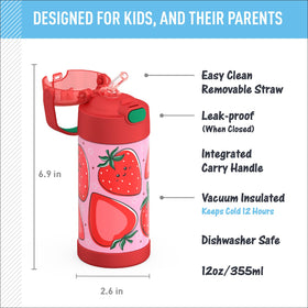 THERMOS FUNTAINER handle with soft-touch grip for easy kid use.