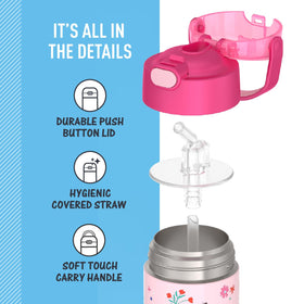 THERMOS FUNtainer hygienic covered straw helps easy cleaning and sanitation.