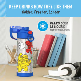 THERMOS FUNtainer hygienic spout cover, Mario edition, helps reduce germ transfer.