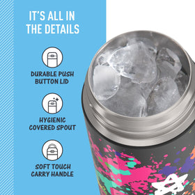 THERMOS FUNtainer hygienic spout cover helps keep germs away.