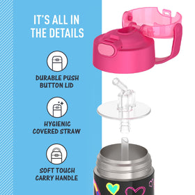THERMOS FUNTainer integrated carry handle with soft touch grip.