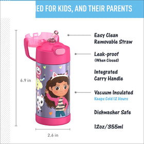 THERMOS FunTainer with carry handle enables easy transport for school and outings.