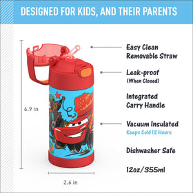 THERMOS FUNTAINER kid-friendly bottle with soft-grip handle for school or travel