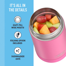 THERMOS FUNTAINER neon pink stainless steel exterior ready for everyday use.