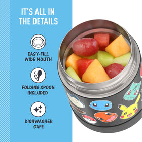 THERMOS FUNtainer Pokemon filled with soup demonstrating heat retention for lunch.