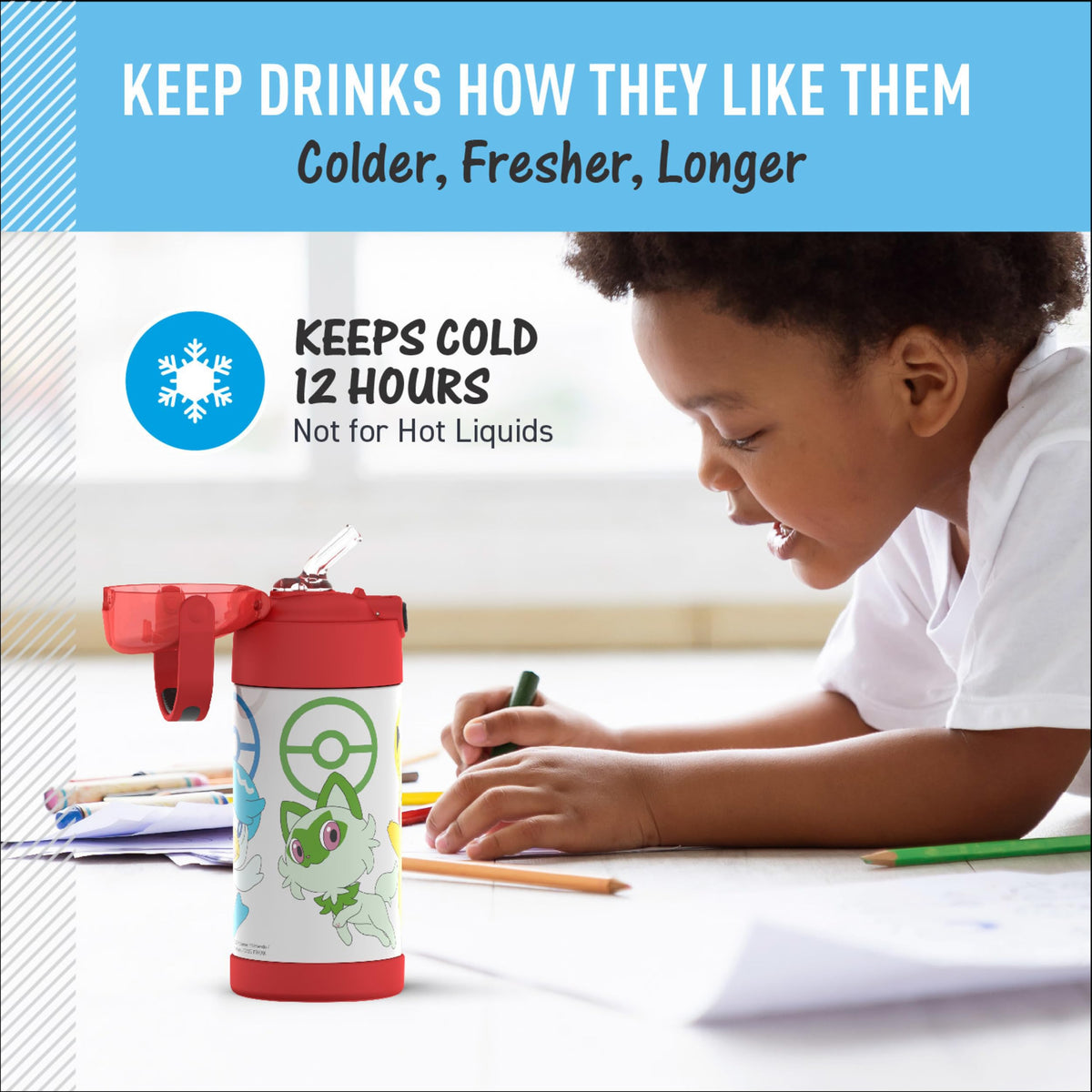 THERMOS FUNtainer removable silicone straw and dishwasher-safe parts for thorough cleaning